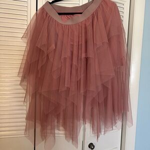 Elegant Pink Layered Tulle Skirt